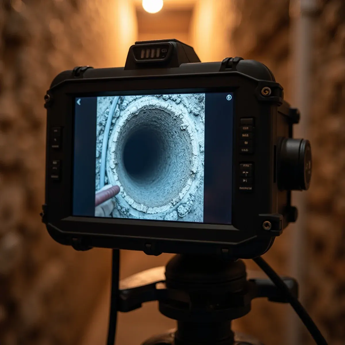 Diagnostic monitor showing clean interior sewer pipe free of blockages in West Chester PA