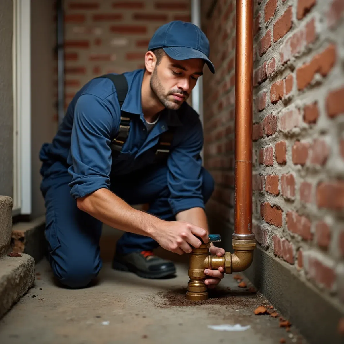 Madrid Plumbers technician working in a Broomall PA split level residential basement