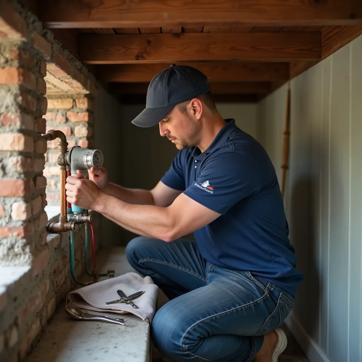Retrofitting modern copper supply lines into historic stone home in Malvern PA